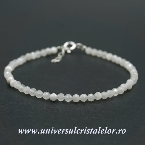Bratara piatra lunii alba rotund fatetat - 3,4mm