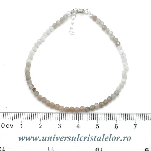 Bratara piatra lunii multicolora rotund fatetat - 3 mm