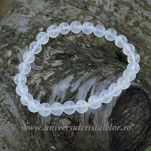 Bratara piatra lunii alba rotund - 6 mm