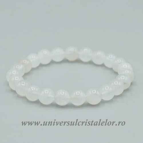 Bratara piatra lunii alba rotund - 8 mm
