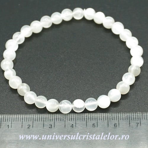 Bratara piatra lunii alba rotund - 6 mm