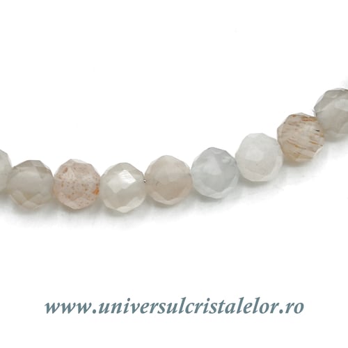 Bratara piatra lunii multicolora rotund fatetat - 3.5 mm
