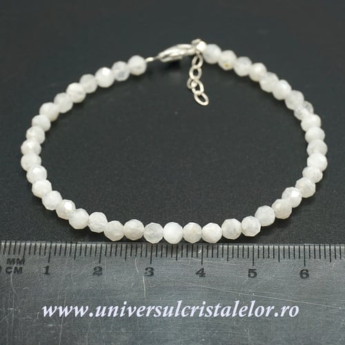 Bratara piatra lunii alba rotund fatetat - 4,2 mm