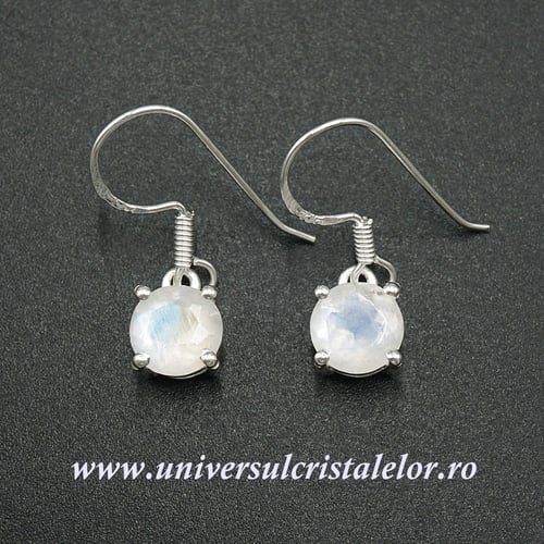 Cercei piatra lunii fatetat rotund