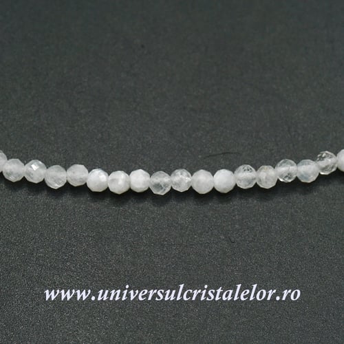 Colier piatra lunii alba rotund fatetat - 3 mm