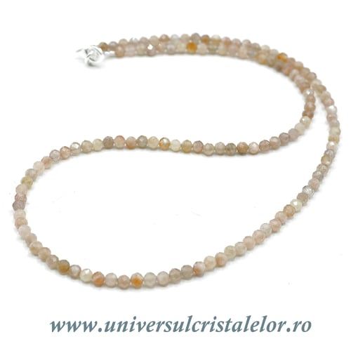 Colier piatra lunii multicolora rotund fatetat - 3.5 mm