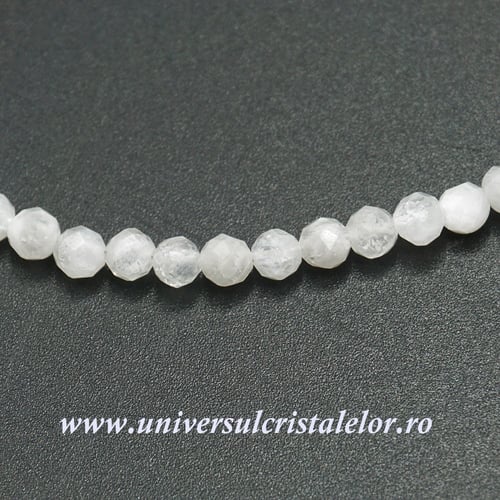 Colier piatra lunii alba rotund fatetat - 4,2mm