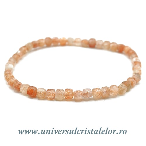 Bratara piatra soarelui naturala cub fatetat pe elastic - 4 mm