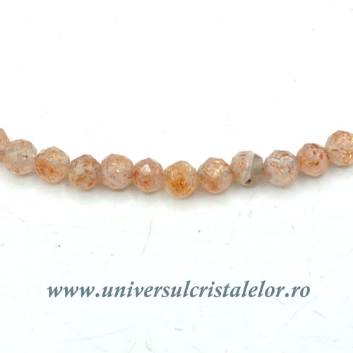 Colier piatra soarelui rotund fatetat - 3 mm