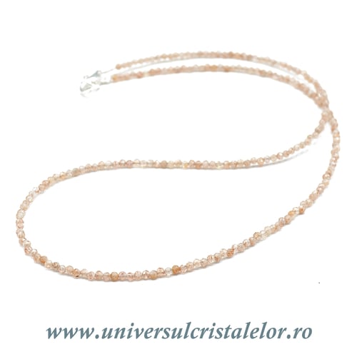 Colier piatra soarelui rotund fatetat - 2 mm