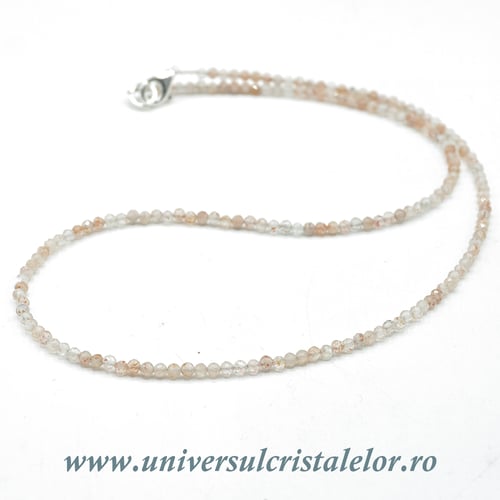 Colier piatra soarelui rotund fatetat - 2.5 mm