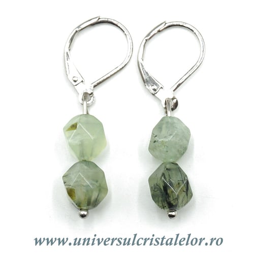 Cercei prehnit fatetat -7mm