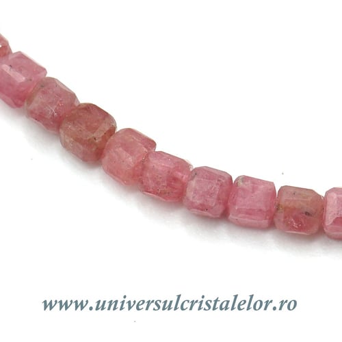 Colier rodocrozit cub fatetat - 2,5 mm