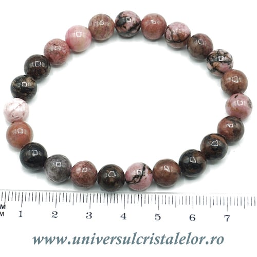 Bratara rodonit rotund - 8 mm