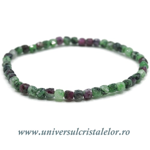 Bratara rubin in zoisit cub fatetat pe elastic - 4 mm