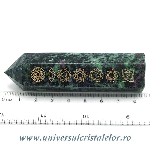 Rubin in zoisit varf cu baza 7 chakre