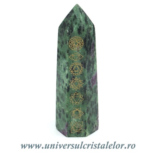 Rubin in zoisit varf cu baza 7 chakre