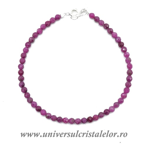 Bratara rubin rotund fatetat - 3.4mm