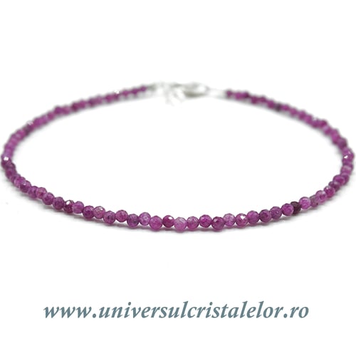 Bratara rubin rotund fatetat - 2 mm