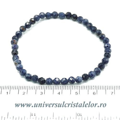 Bratara safir albastru rotund fatetat pe elastic - 3.5mm