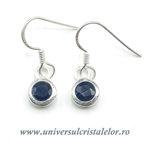Cercei safir rotund fatetat