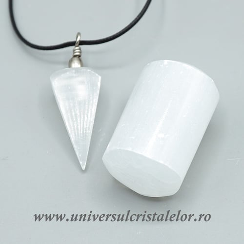 Set selenit ( pandantiv plus piatra rulata ) m4
