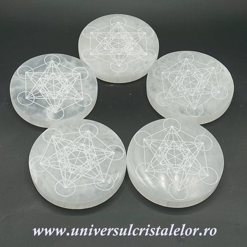Selenit suport Cubul lui Metatron 10 cm