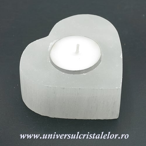 Suport lumanare selenit inima