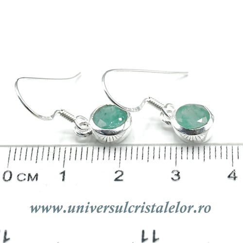 Cercei smarald rotund fatetat