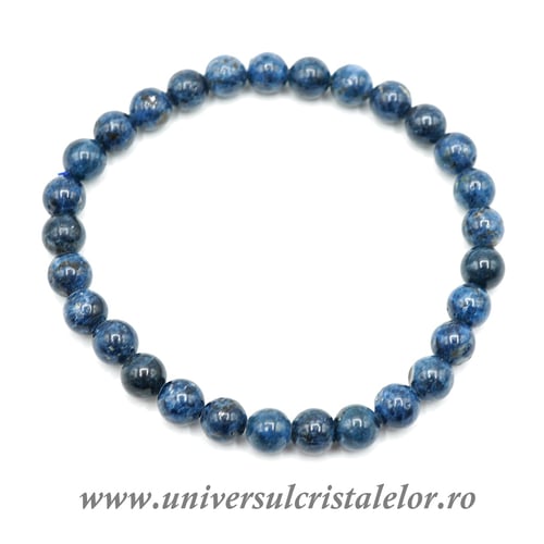 Bratara spinel albastru rotund pe elastic - 6 mm