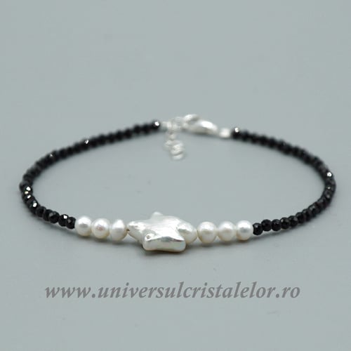 Bratara spinel rotund fatetat cu perle m2- 2,3 mm