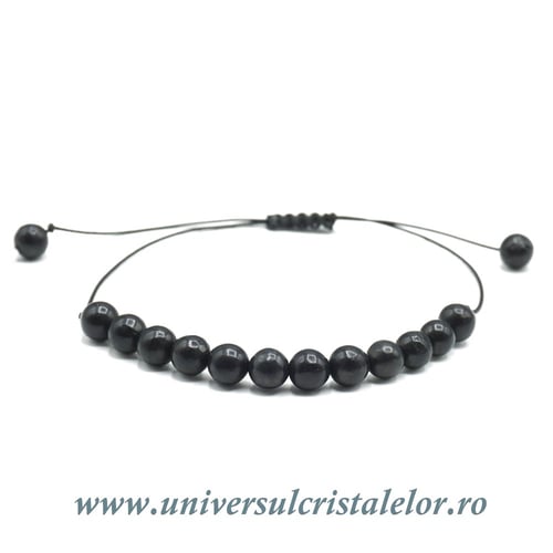 Bratara shungit rotund 6 mm - snur reglabil m1