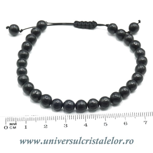 Bratara shungit rotund 6 mm - snur reglabil m2