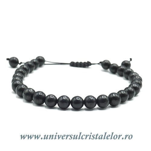 Bratara shungit rotund 6 mm - snur reglabil m2