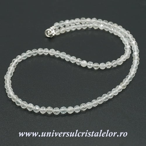 Colier topaz alb rotund fatetat 4 mm