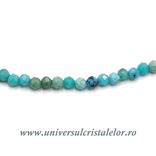 Colier turcoaz rotund fatetat - 3mm