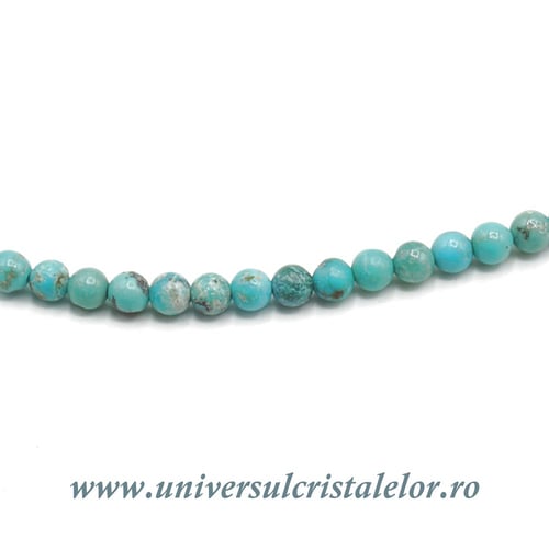 Colier turcoaz rotund slefuit- 3mm