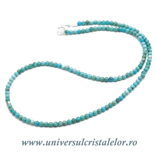 Colier turcoaz rotund slefuit- 3mm