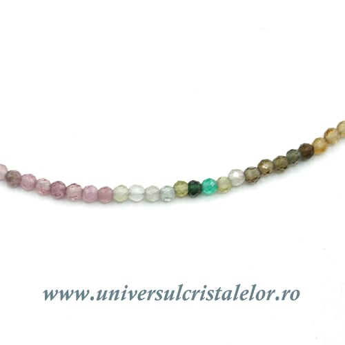 Colier turmalina multicolor rotund fatetat - 2mm