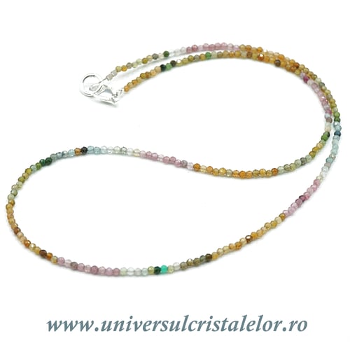 Colier turmalina multicolor rotund fatetat - 2mm