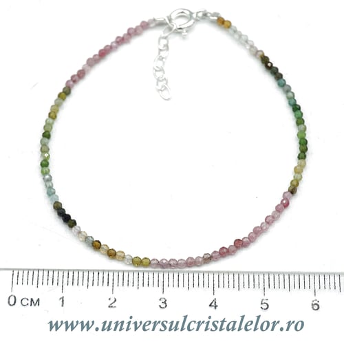 Bratara turmalina multicolora rotund fatetat - 2 mm
