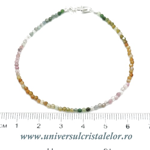 Bratara turmalina multicolora rotund fatetat - 2 mm