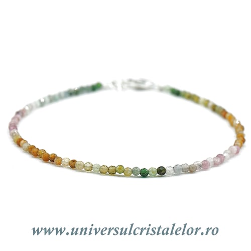Bratara turmalina multicolora rotund fatetat - 2 mm