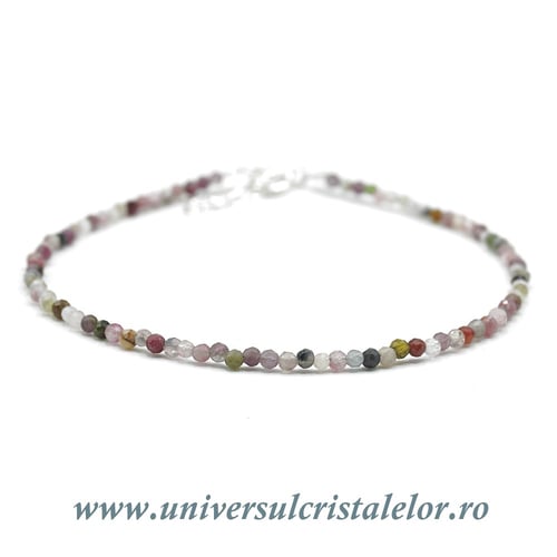 Bratara turmalina multicolor rotund fatetat - 2.1 mm