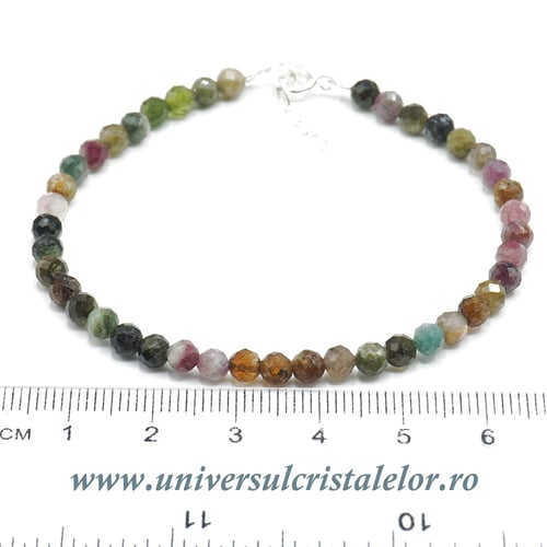 Bratara turmalina multicolor rotund fatetat - 4,2mm