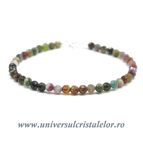 Bratara turmalina multicolor rotund fatetat - 4,2mm