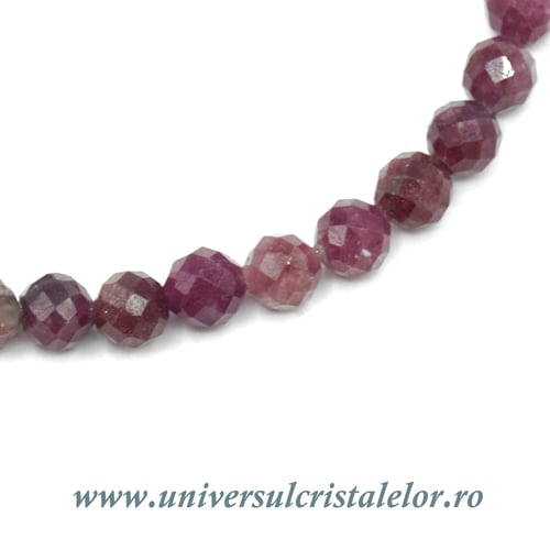 Bratara turmalina rosie rotund fatetat - 5mm