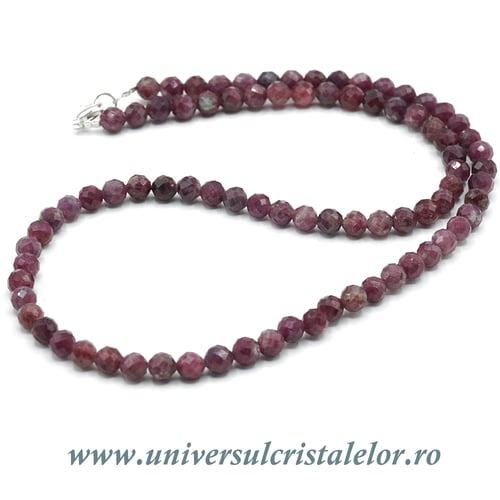 Colier turmalina rosie rotund fatetat - 5 mm