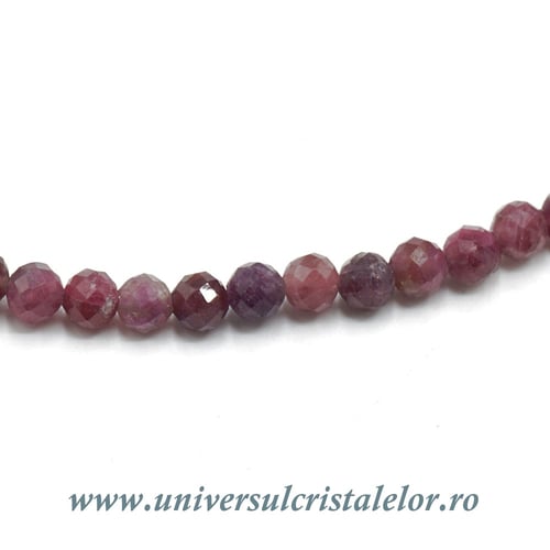 Colier turmalina rosie rotund fatetat - 4mm