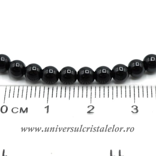 Bratara turmalina neagra rotund 4 mm - snur reglabil